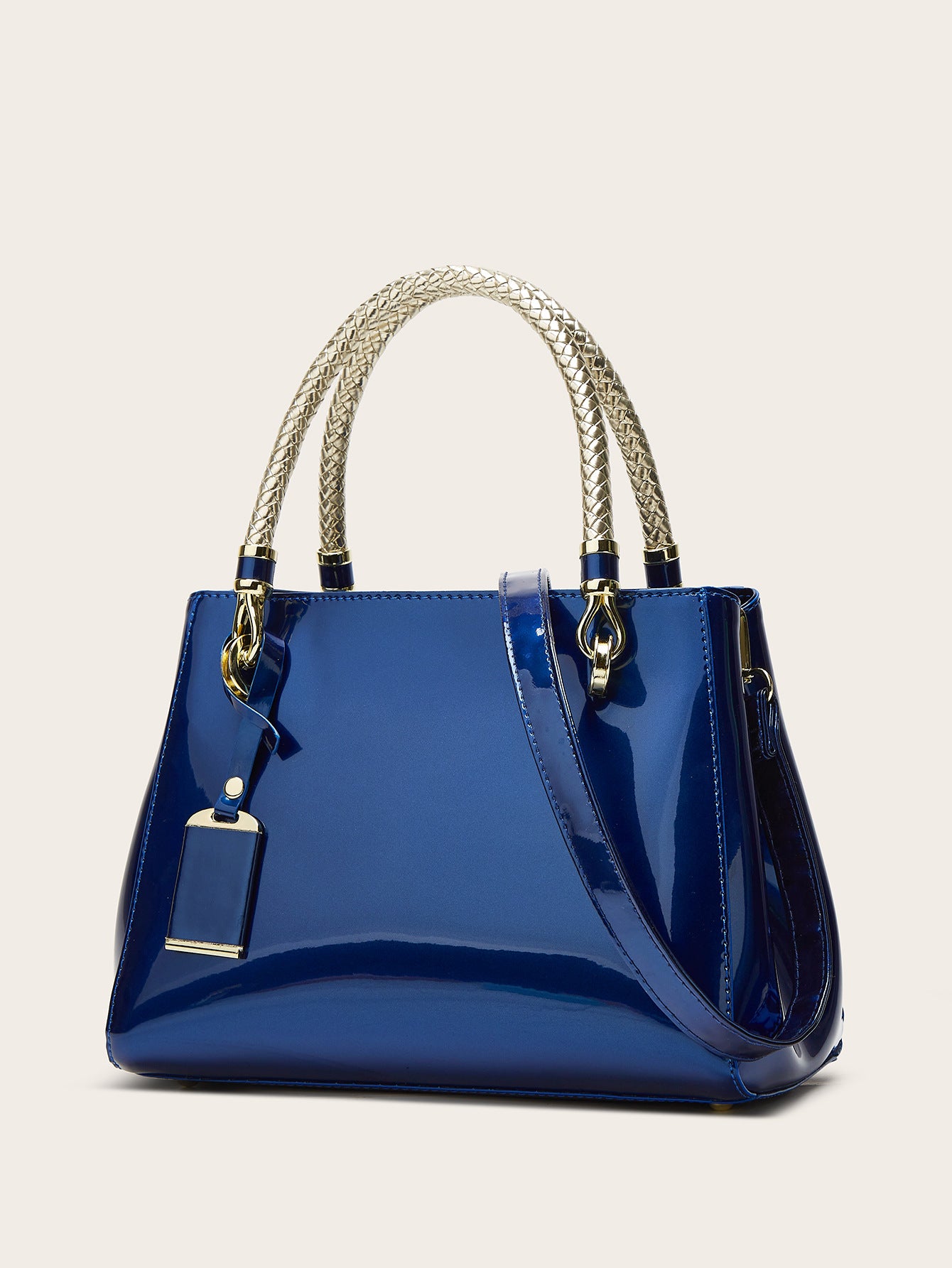 Stylish Red Patent Leather Tote Bag