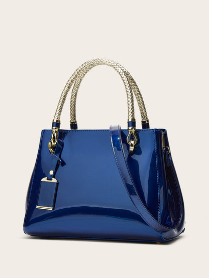 Stylish Red Patent Leather Tote Bag