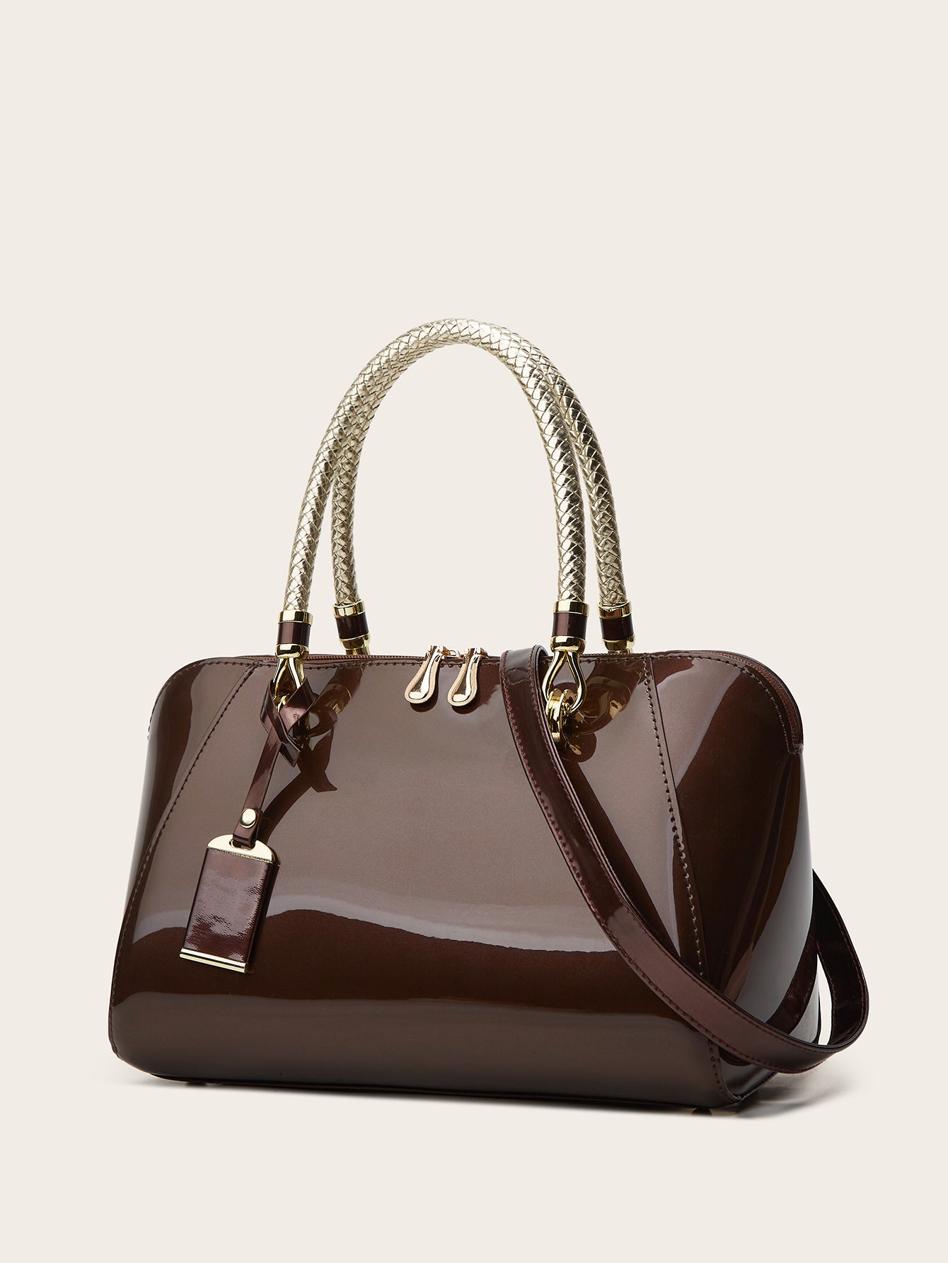 Versatile Patent Leather Boston Tote Bag for Women
