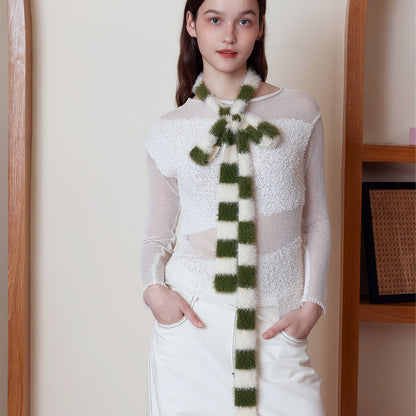 Trendy Striped Knit Scarf for Women - Versatile Chic Autumn/Winter Accessory