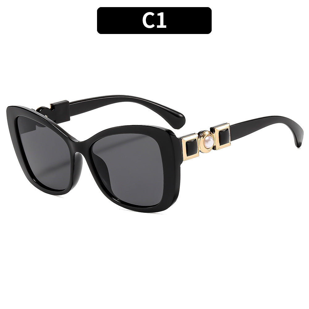 Butterfly Frame Pearl Accent Sunglasses UV400 Protection
