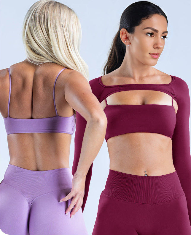 DFYNE Women's Long Sleeve Yoga Set Moisture-Wicking Fitness Top