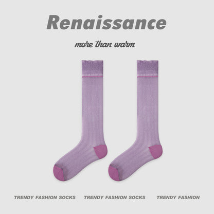 Renaissance Hollow Mesh Cotton Mid Calf Socks