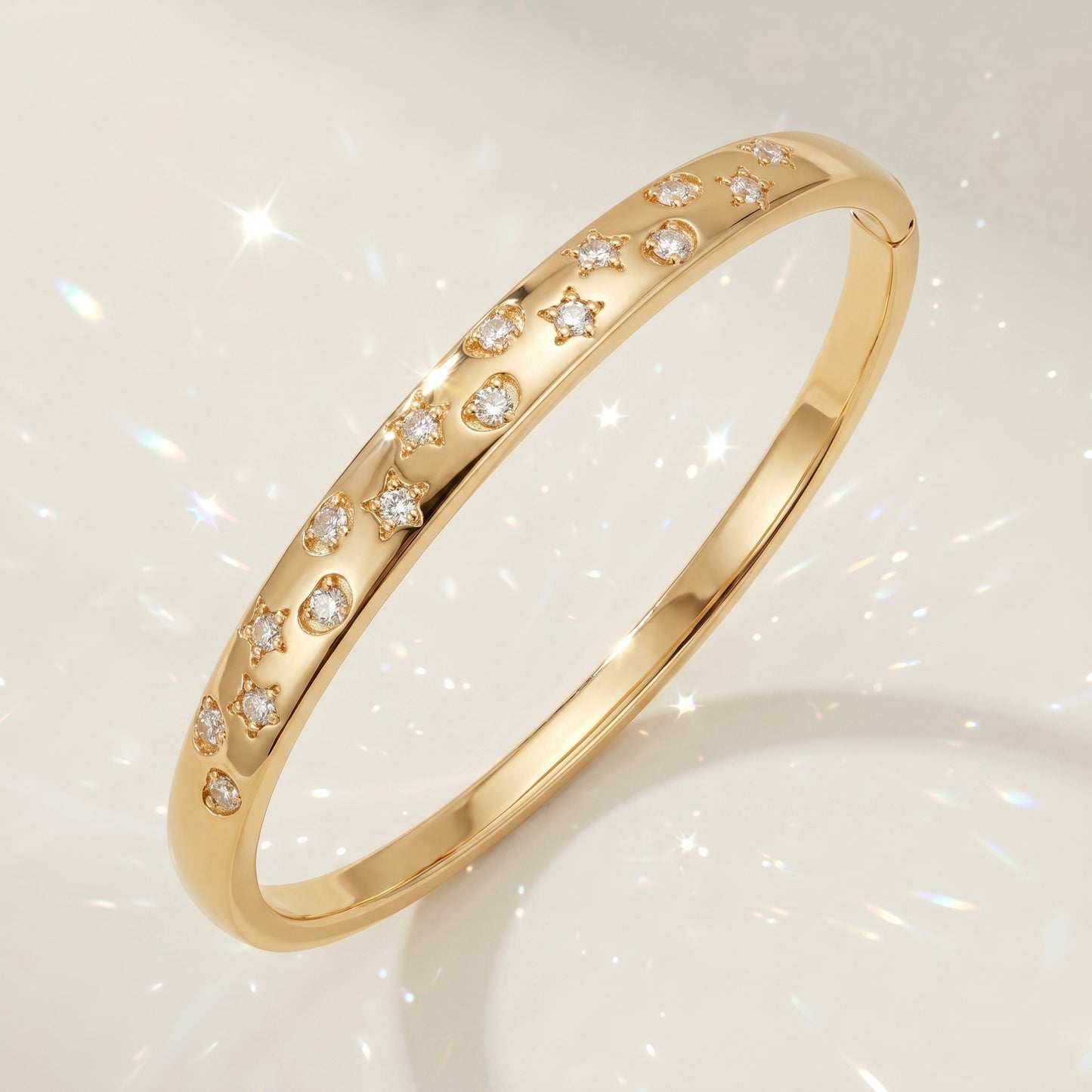 High-End Zirconia Stone Bangle with Nail Design for Weddings and Parties