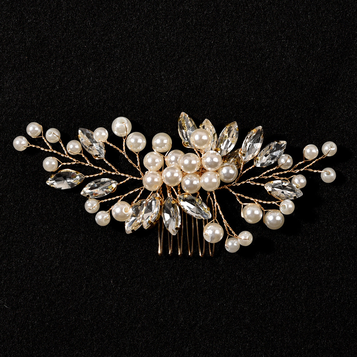 Bridal Pearl Rhinestone Hair Comb Wedding Hairpiece