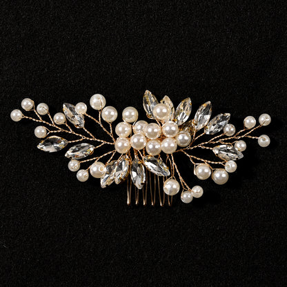 Bridal Pearl Rhinestone Hair Comb Wedding Hairpiece