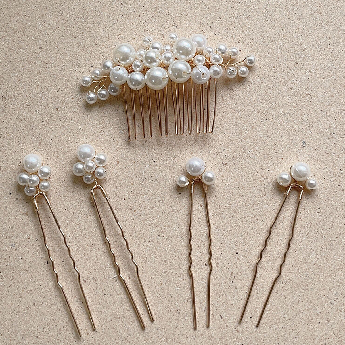 Baroque Vintage Pearl Hair Comb Set for Brides