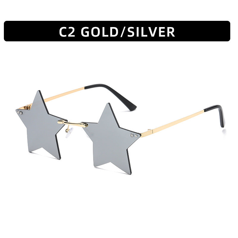Trendy Star Shaped Sunglasses Pink Gradient UV400 Protection