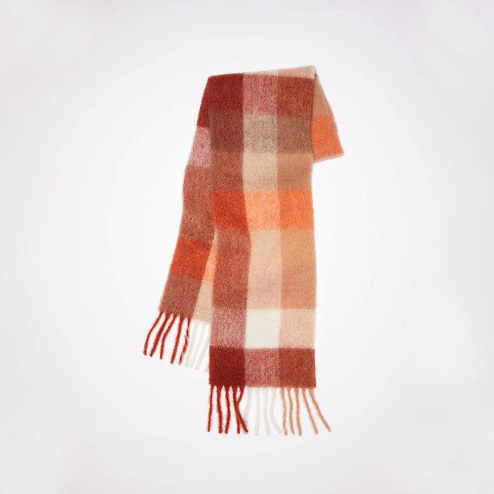Trendy Plaid Scarf Plush Warm Women’s Shawl