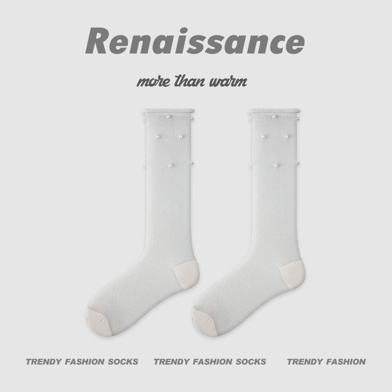 Seamless Pearl Colorblock Nylon Moisture Wicking Socks