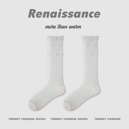 Seamless Pearl Colorblock Nylon Moisture Wicking Socks