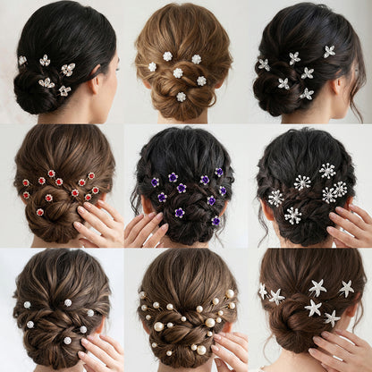 Handcrafted Pearl Hairpins With Rhinestones For Weddings