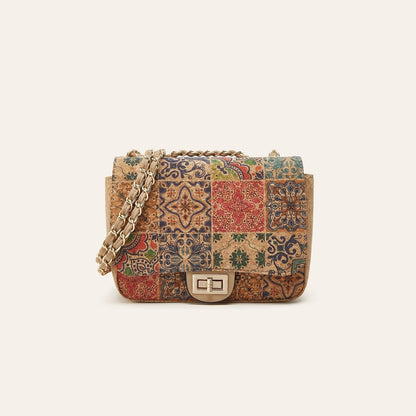 Vintage Ethnic Print Cork Crossbody Bag Fashion Shoulder Bag