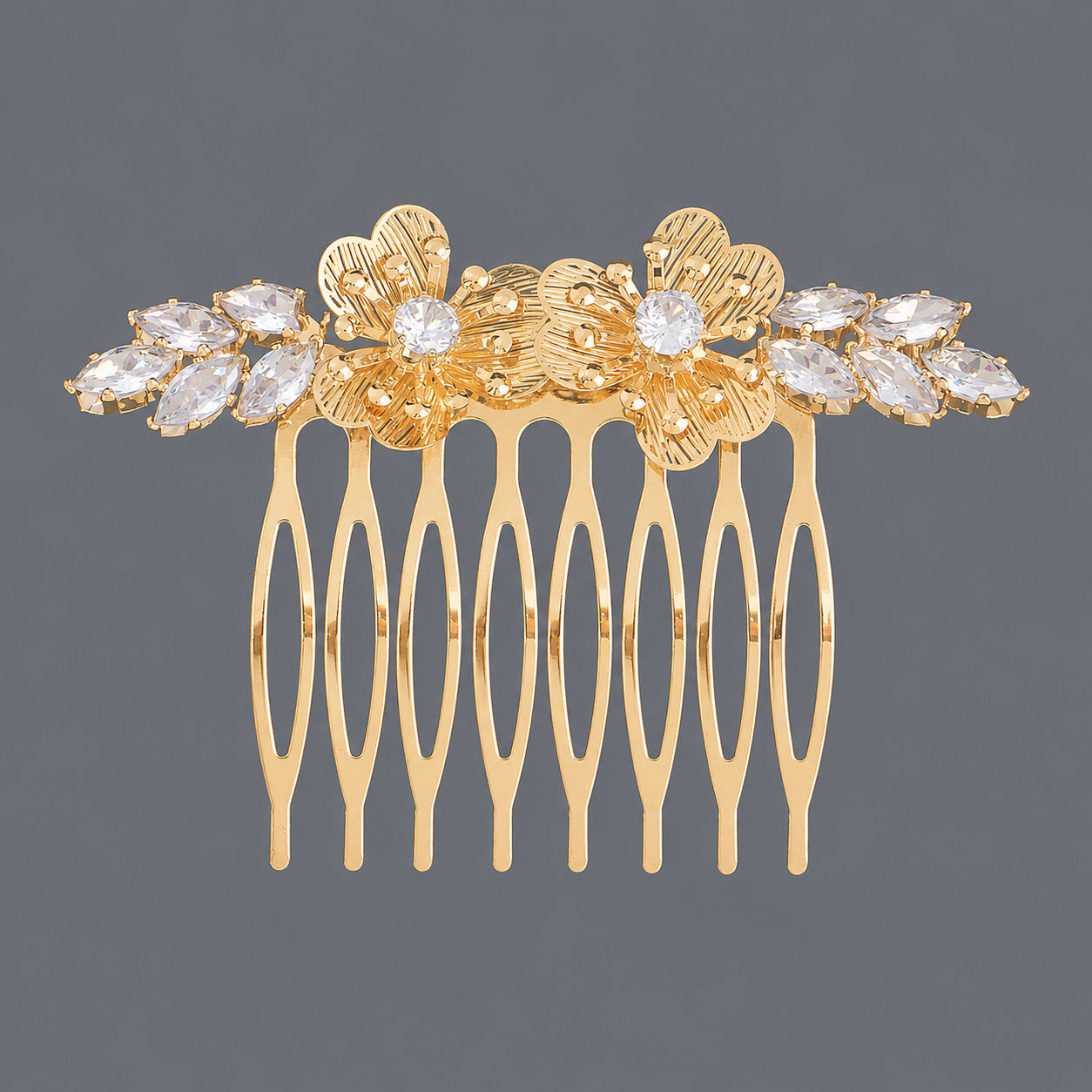 Vintage Floral Zircon Hair Comb Elegant Bridal Headpiece