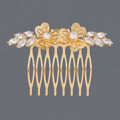 Vintage Floral Zircon Hair Comb Elegant Bridal Headpiece