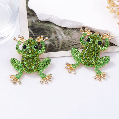 Stud Earrings Frog Pearl Zircon Stainless Posts Chic
