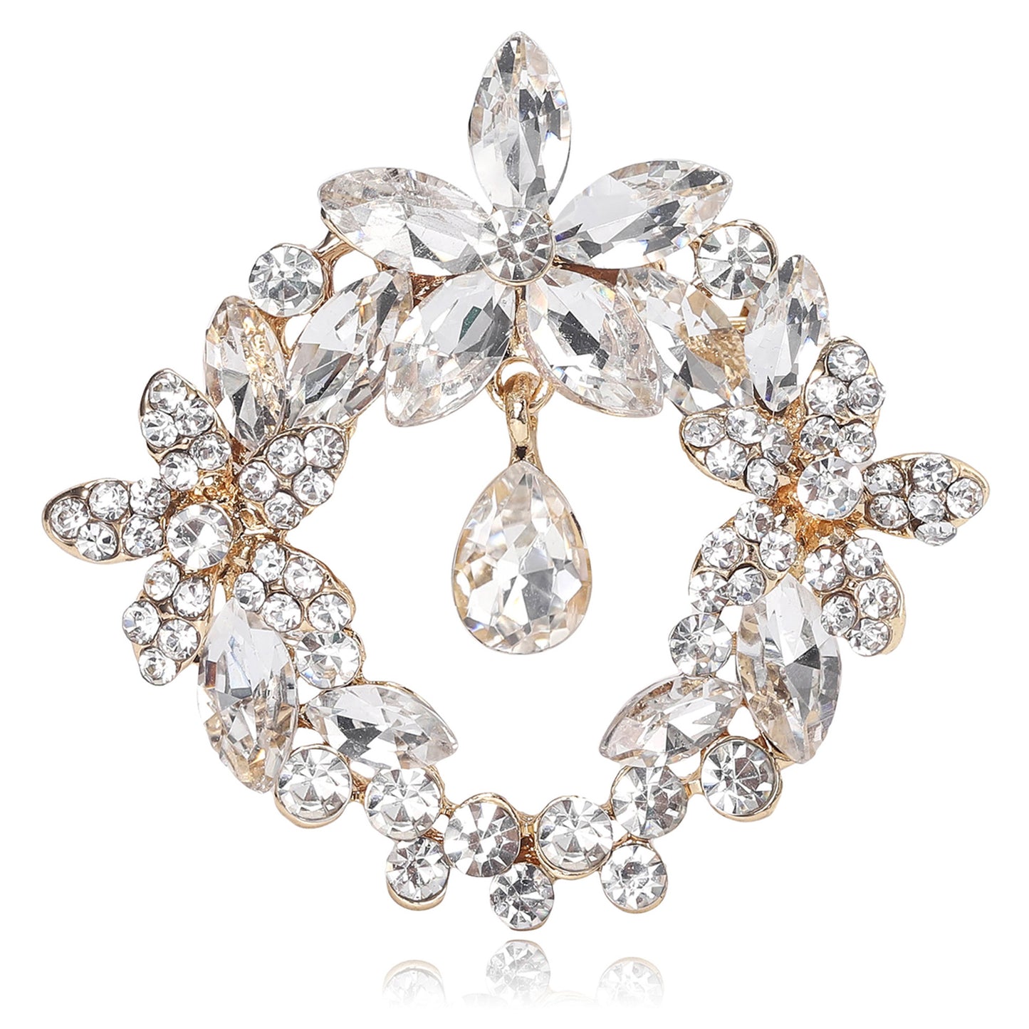 High-End Crystal Floral Brooch Fashionable Coat Pin