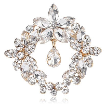 High-End Crystal Floral Brooch Fashionable Coat Pin