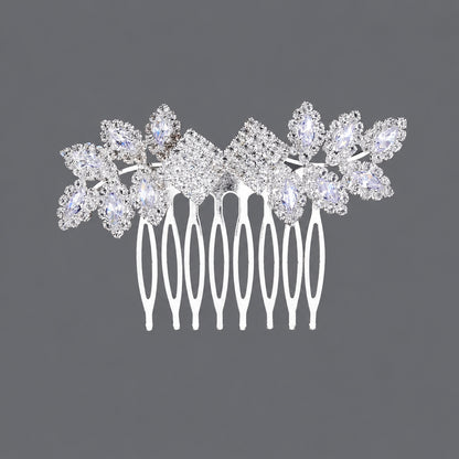 Vintage Floral Zircon Hair Comb Elegant Bridal Headpiece