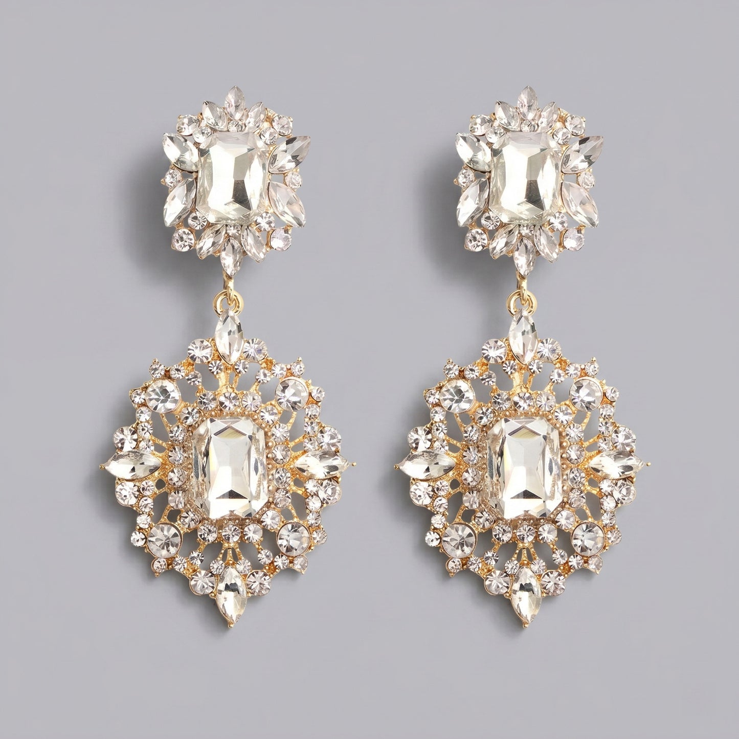 Vintage Floral Alloy Rhinestone Earrings Elegant Daily Drops
