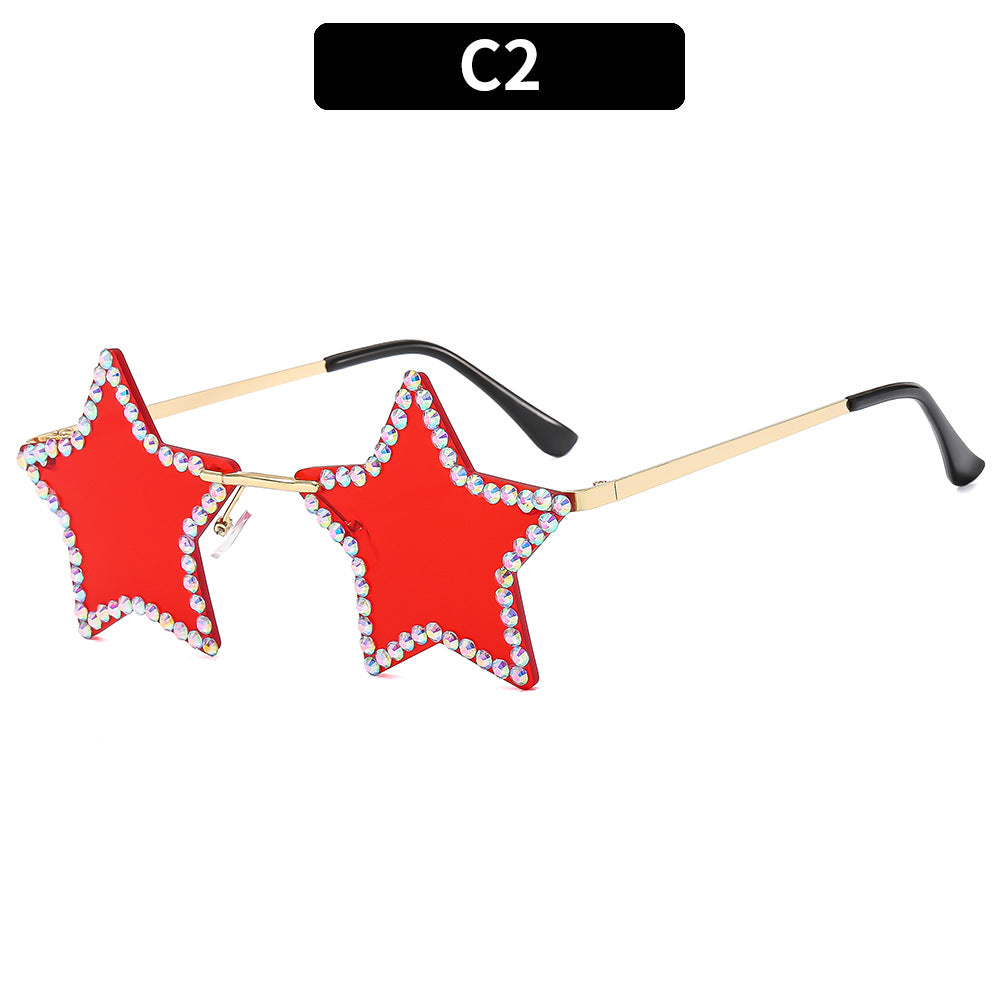 Trendy Geometric Star-Shaped Sunglasses with Metallic Frame