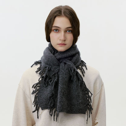 Solid Color Knitted Fringe Scarf for Men and Women