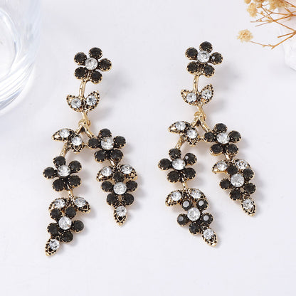 Alloy Sparkling Branch Floral Drop Earrings Evening