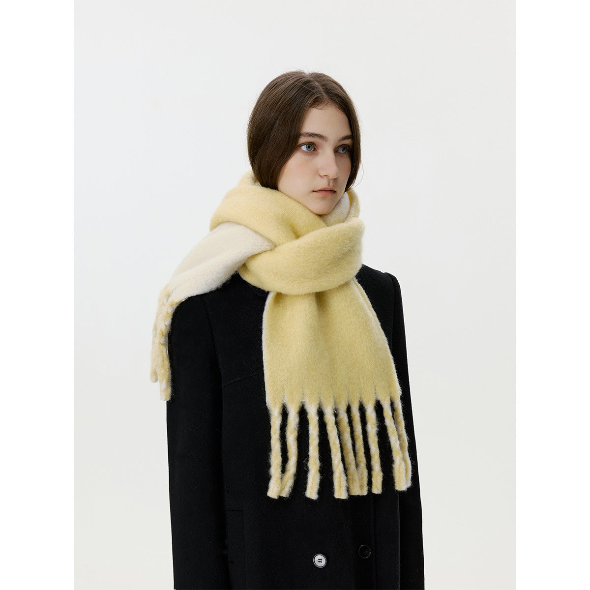 Wool Blend Colorful Fringed Scarf - Thick and Warm
