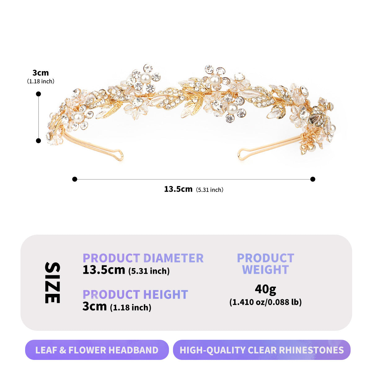Elegant Floral Rhinestone Pearl Headband for Women