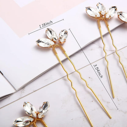 Metallic U Shaped Hair Pin Set of 3 Bridal Hair Accessories