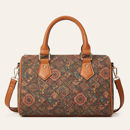 Retro Cork Texture Tote Bag with Ethnic Print