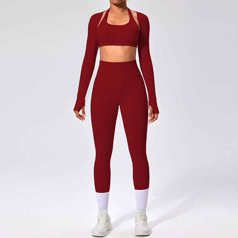 Women's Outdoor Yoga Set with Open Back Sports Bra and Pants