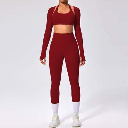 Women's Outdoor Yoga Set with Open Back Sports Bra and Pants