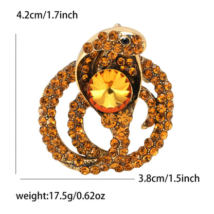Creative Rhinestone Animal Brooch Alloy Snake Pin Fashionable Unisex Accessory