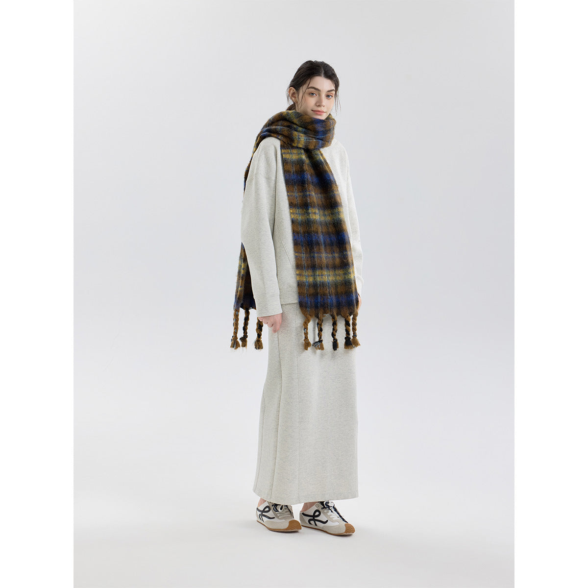 Premium Mixed Color Plaid Scarf Cozy Soft Shawl for Men and Women