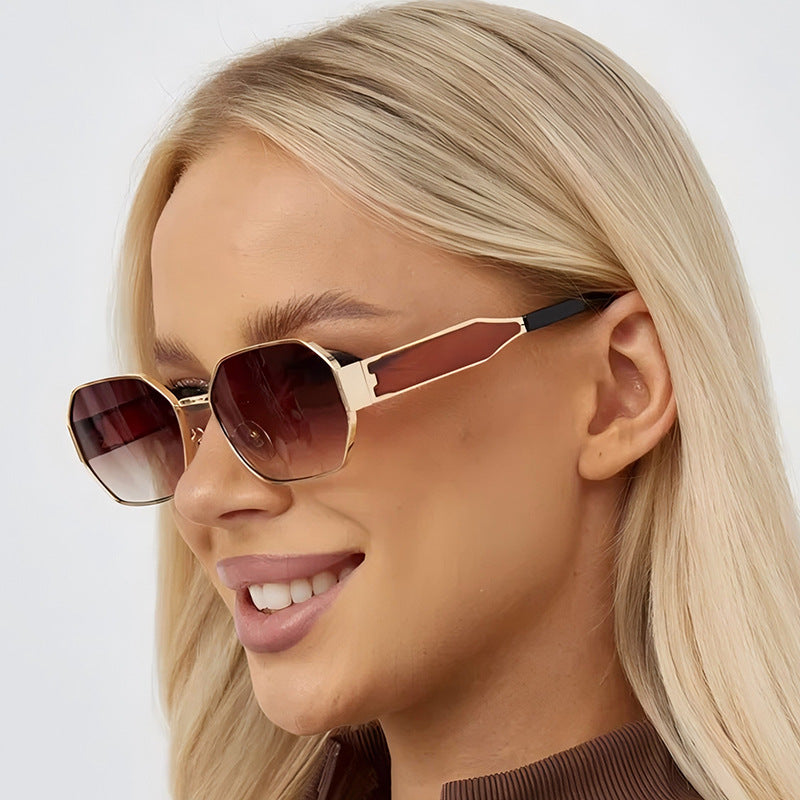Trendy Polygonal Metal Sunglasses Stylish Outdoor Eyewear