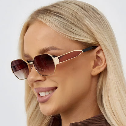 Trendy Polygonal Metal Sunglasses Stylish Outdoor Eyewear