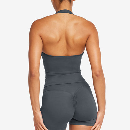 Crossback Sports Tank Top with Removable Pads for Gym and Yoga