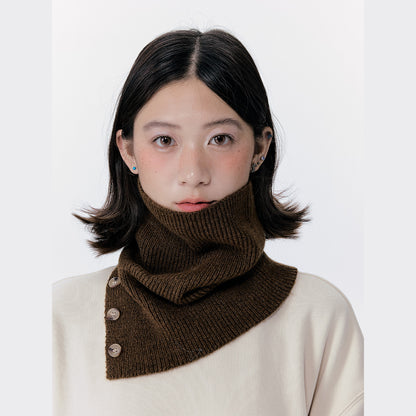 Knitted Button Neck Warmer Unisex Casual Stylish High Neck Scarf
