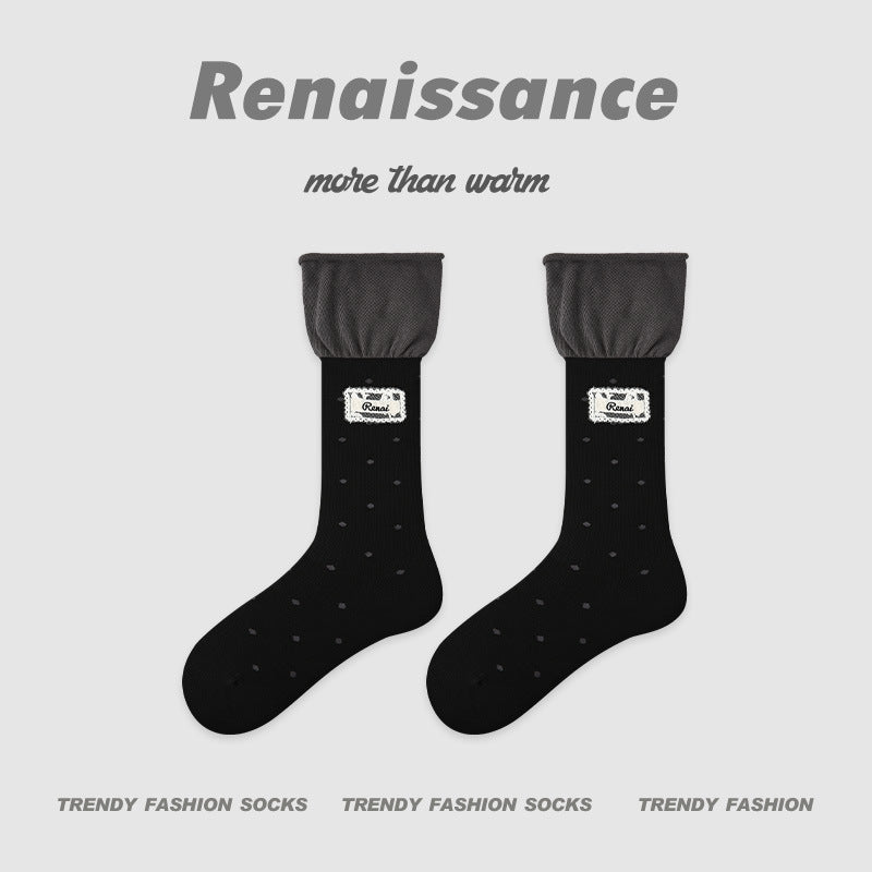 Socks Layered Mid Calf Lettered Cotton Blend Casual
