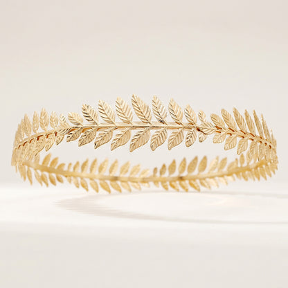 Vintage Greek-Style Gold Olive Leaf Crown Headband for Brides