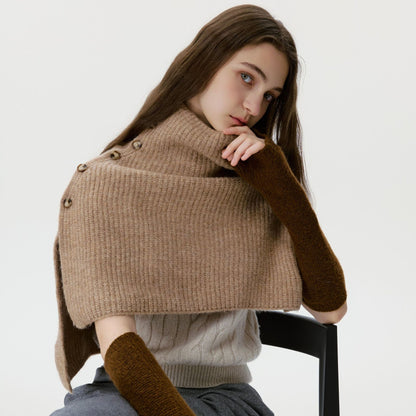 Chic High-Neck Button Neck Warmer Cozy Knit Scarf