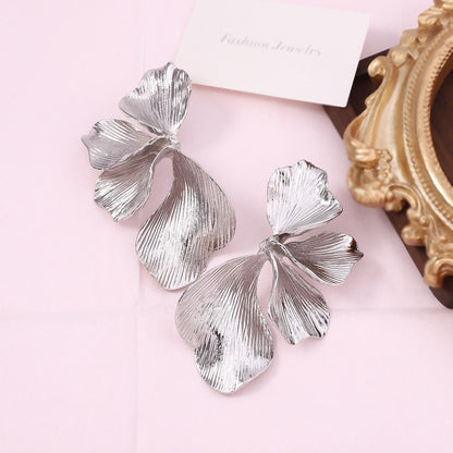Petal Stud Earrings Layered Vintage Textured Minimalist