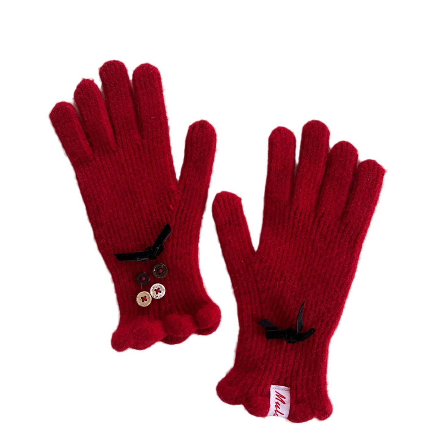 Elegant Touchscreen Knit Gloves with Bow Design