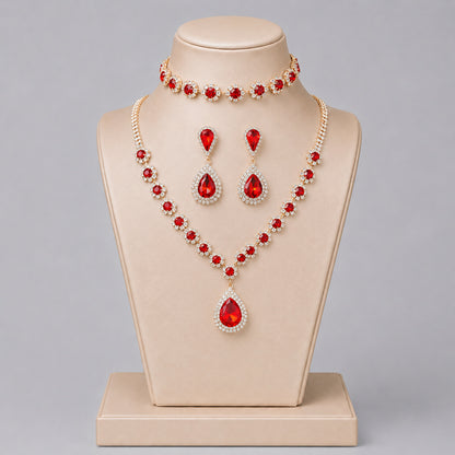 Elegant Crystal Jewelry Set with Necklace and Earrings for Parties