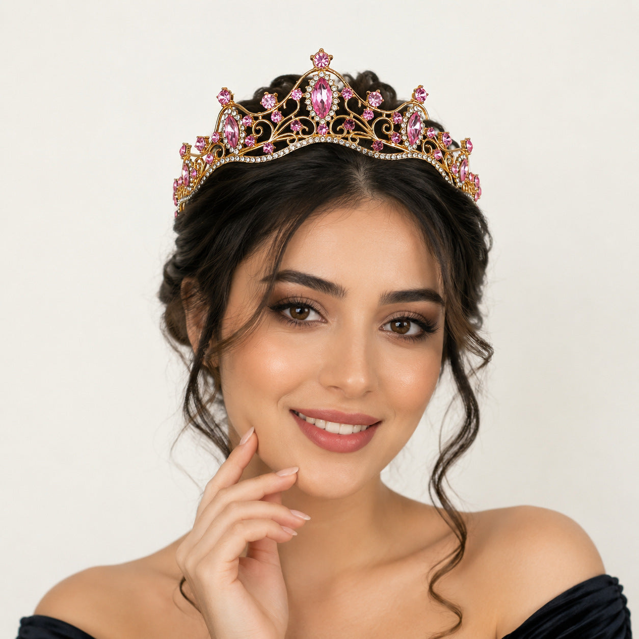Elegant Crystal Crown Tiara Headband for Women