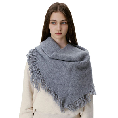 Trendy Tassel Knit Triangle Scarf for Women