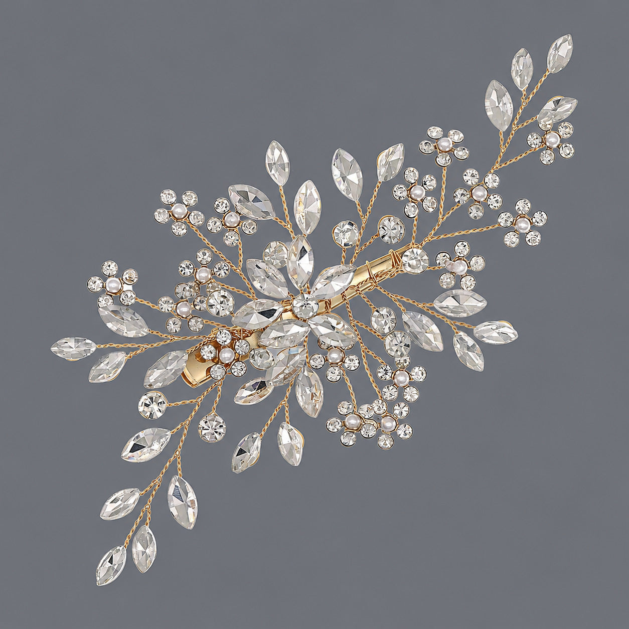 Elegant Floral Hair Clips with Pearl and Rhinestone Accents
