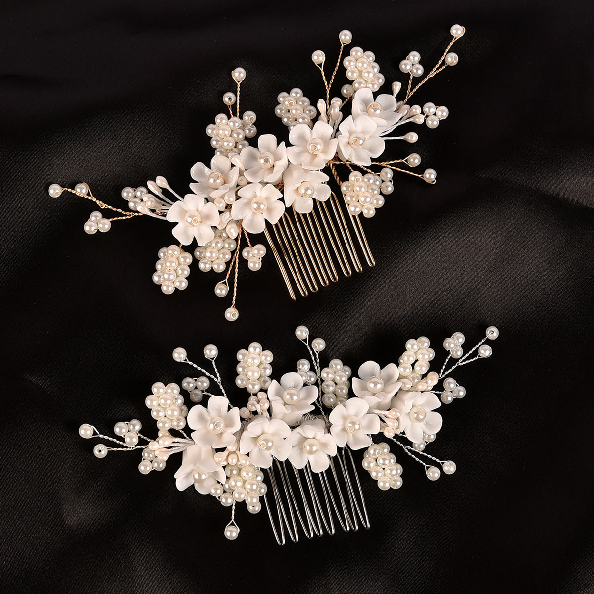 Handmade Pearl Flower Headpiece Wedding Hair Comb