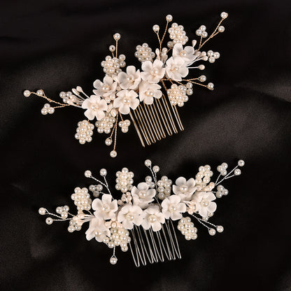 Handmade Pearl Flower Headpiece Wedding Hair Comb